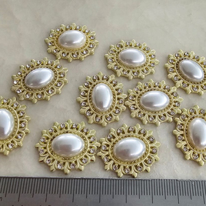 금속 타원형 진주큐빅 10개 일괄