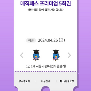 4.26(금)롯데월드 매직패스 5회권 4장