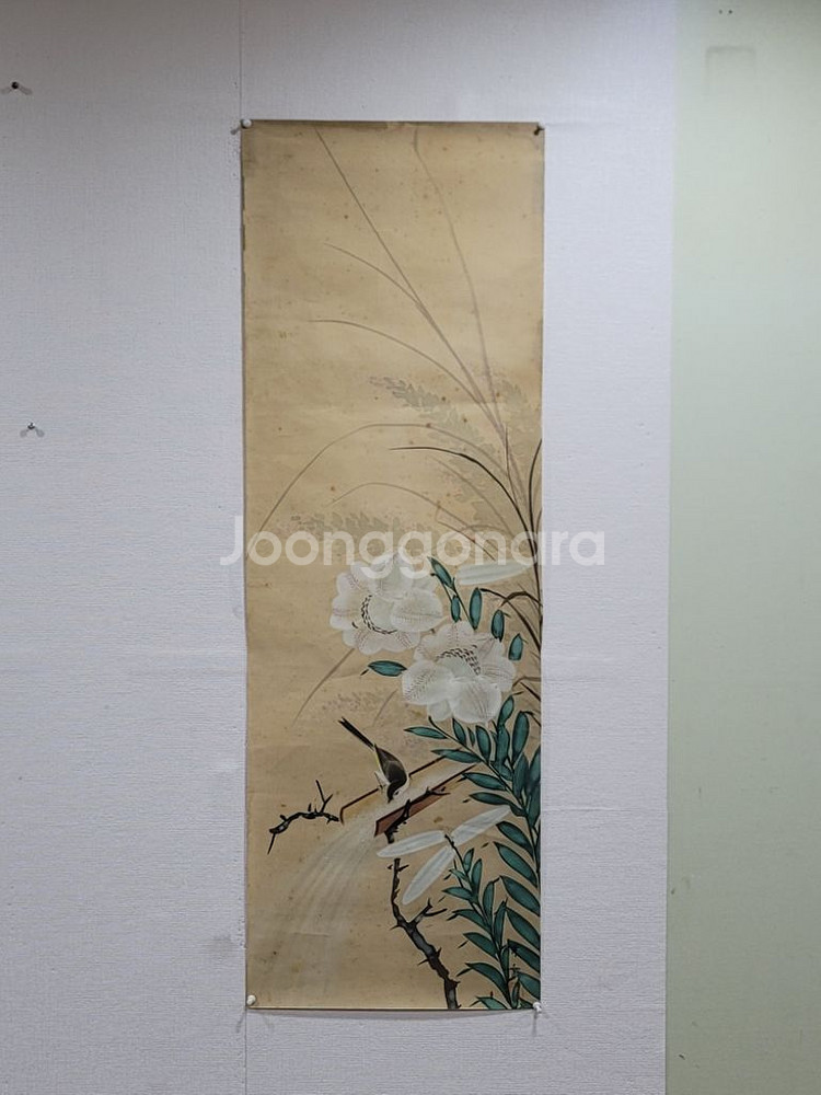고화 그림 비단에 화조도--0