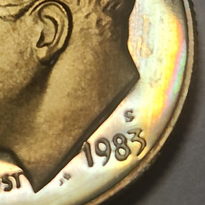 무지개토닝 동전 미국주화 루즈벨트 다임프루프 1983S