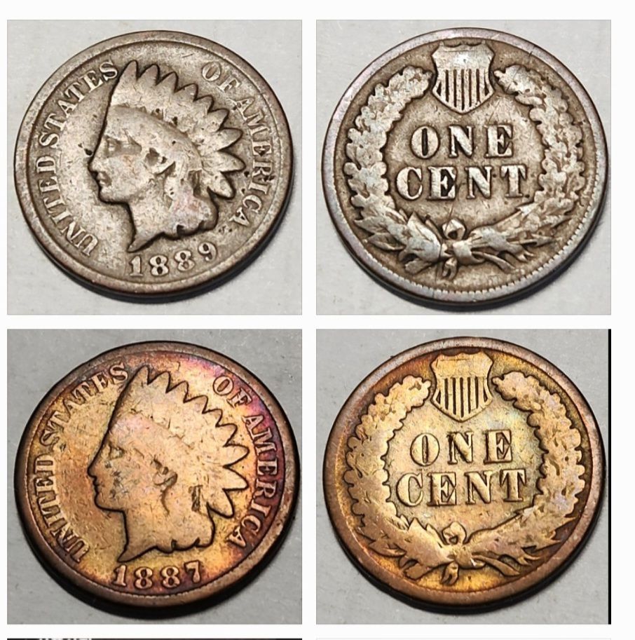 인디언 헤드 동전들 빈티지 미국주화 130여년 전 센트