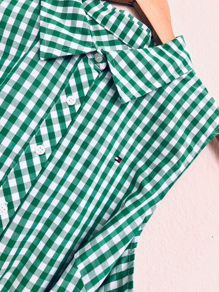 타미힐피거 그린체크원피스 나시원피스 여름원피스 시원한원--1