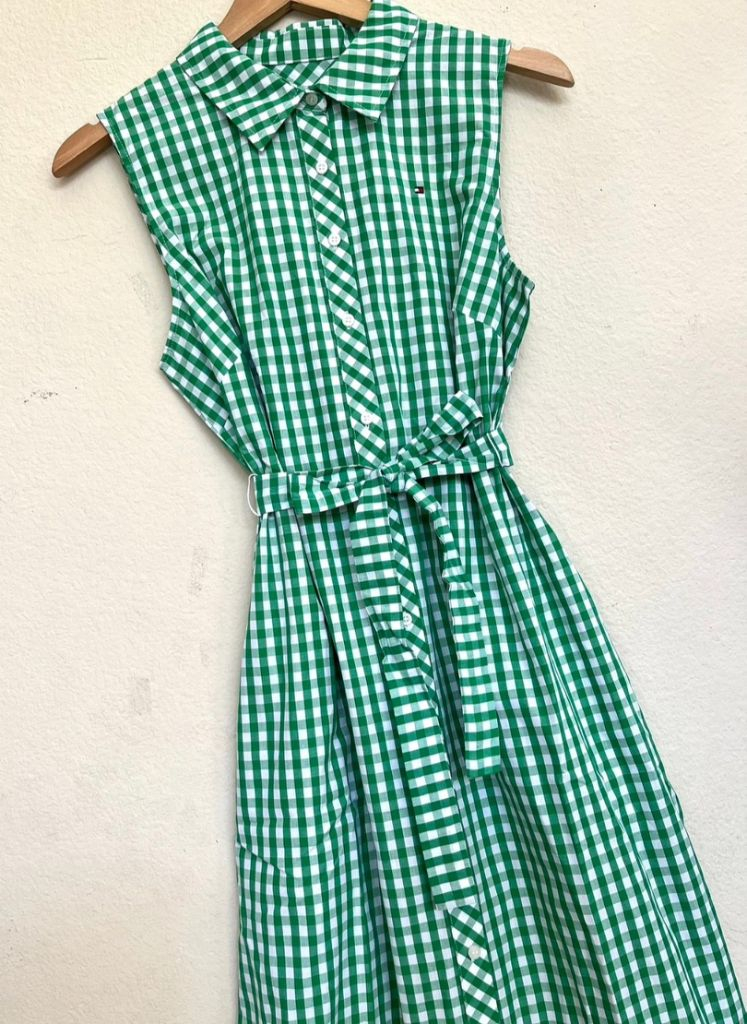 타미힐피거 그린체크원피스 나시원피스 여름원피스 시원한원--3