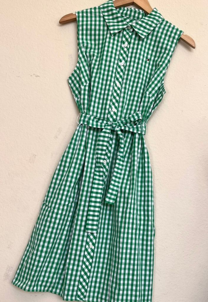 타미힐피거 그린체크원피스 나시원피스 여름원피스 시원한원--4