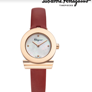 [페라가모시계]여성 로즈 레더 손목시계 판매