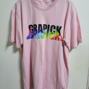 남녀공용 그래픽 레터링 반팔티셔츠 핑크(95)새상품
