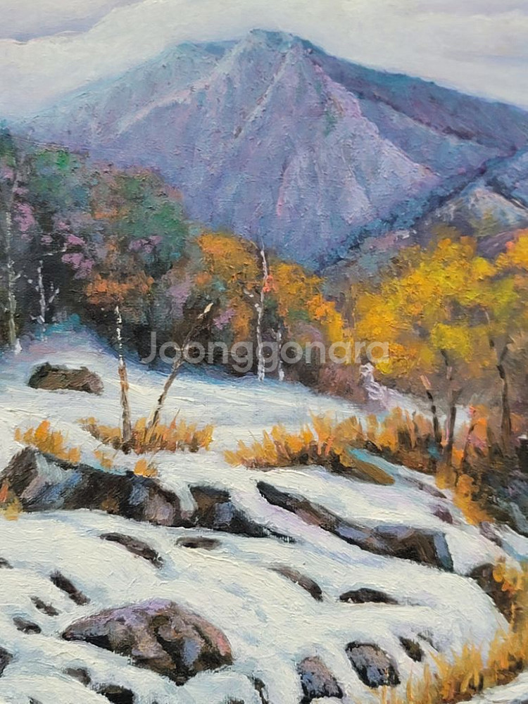정인택작가 유화 그림 겨울날 6호--4