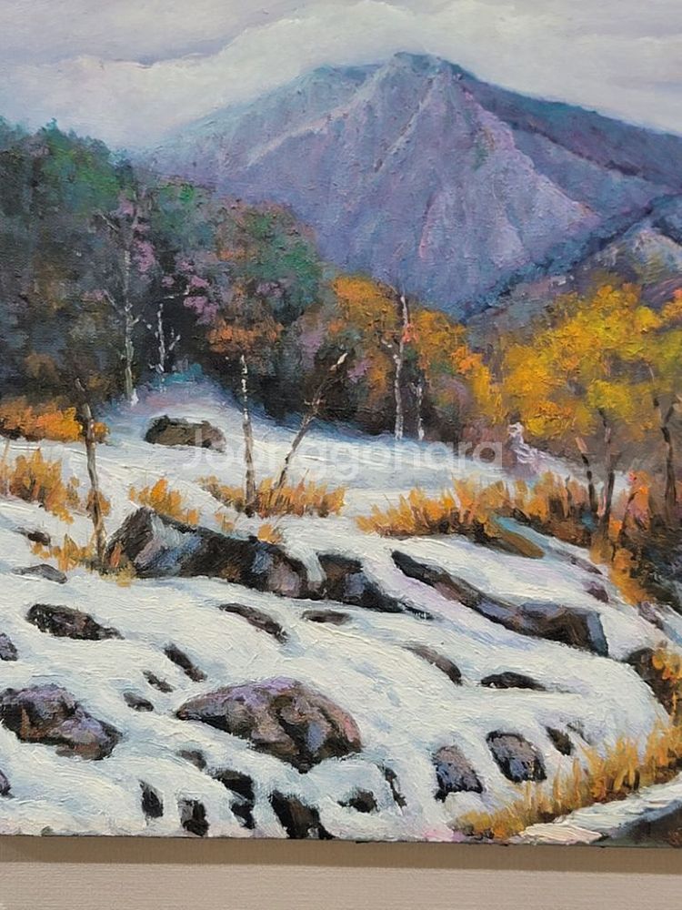 정인택작가 유화 그림 겨울날 6호--8