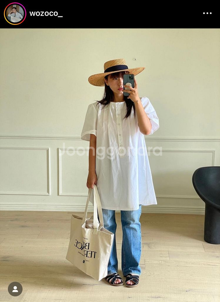 언더스탠딩 리유라 헨리넥 코튼 핀턱 레이어드 미니원피스--3