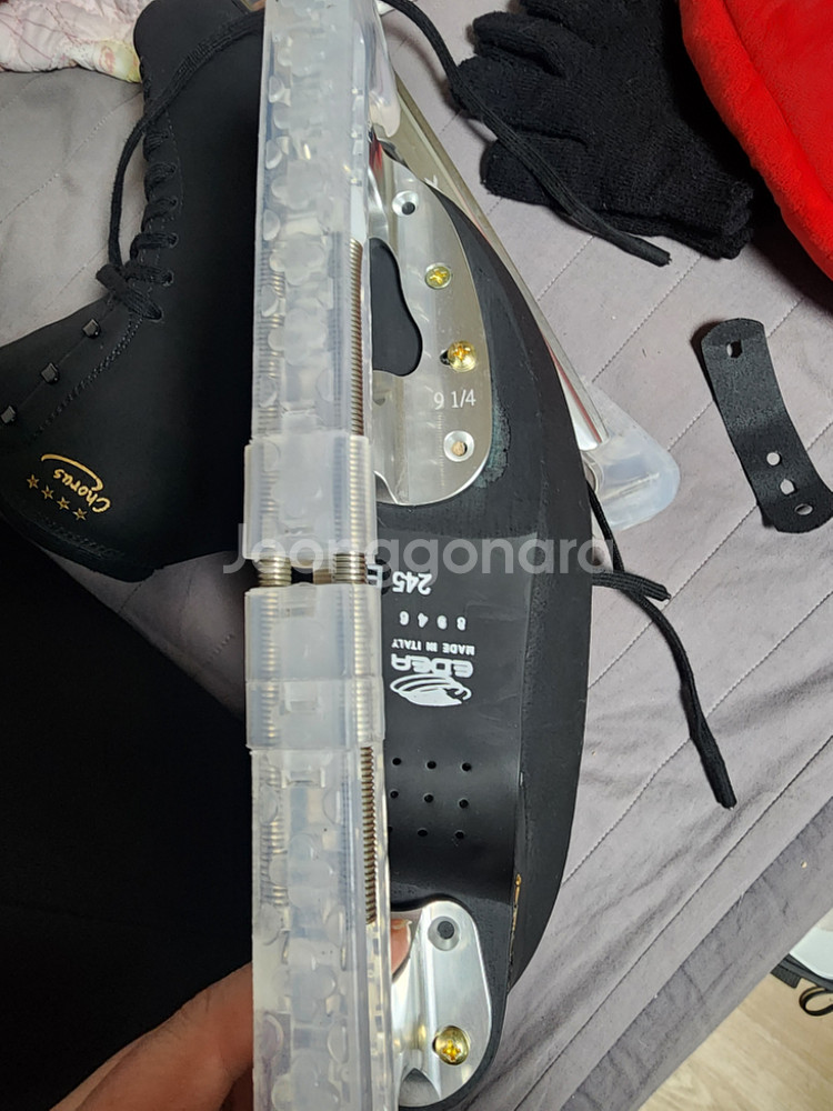 Edea 코러스 245 E 블랙 피겨스케이트화 세트--4