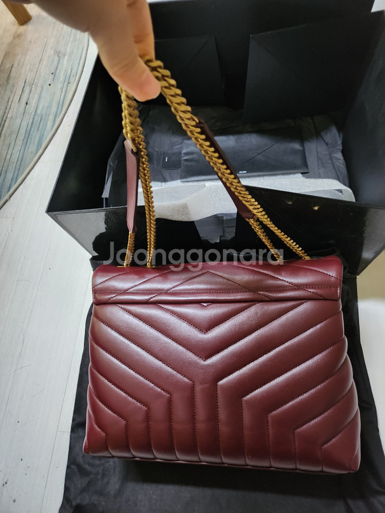 YSL)생로랑 루루백 버건디 금장 M size--4