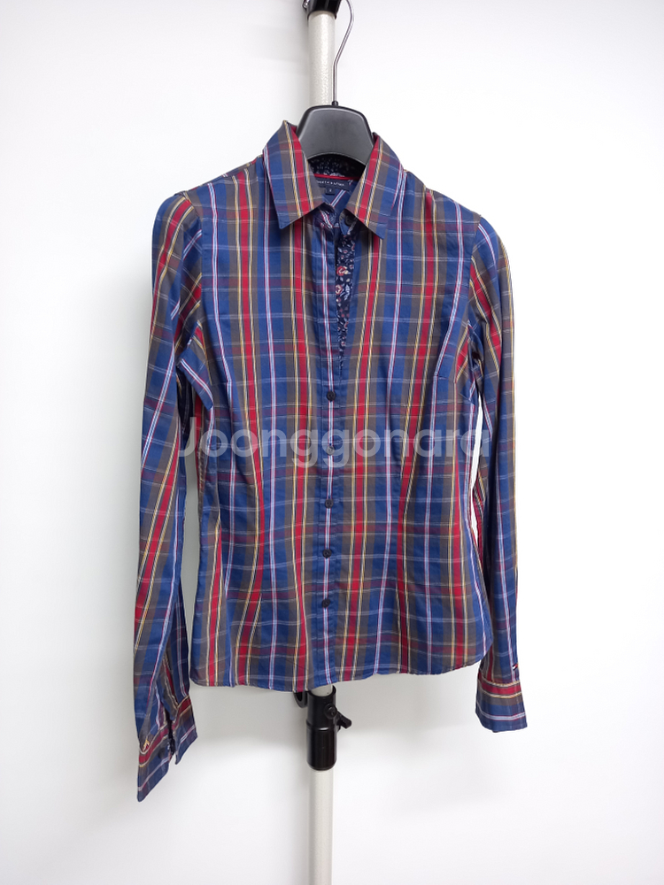 타미힐피거 체크 춘추 긴필 남방 블라우스 44.55--2