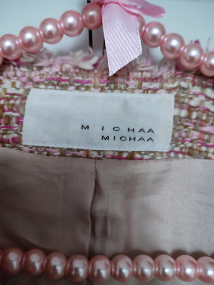 (사용감없음) 미샤 핑크 트위드 자켓--5