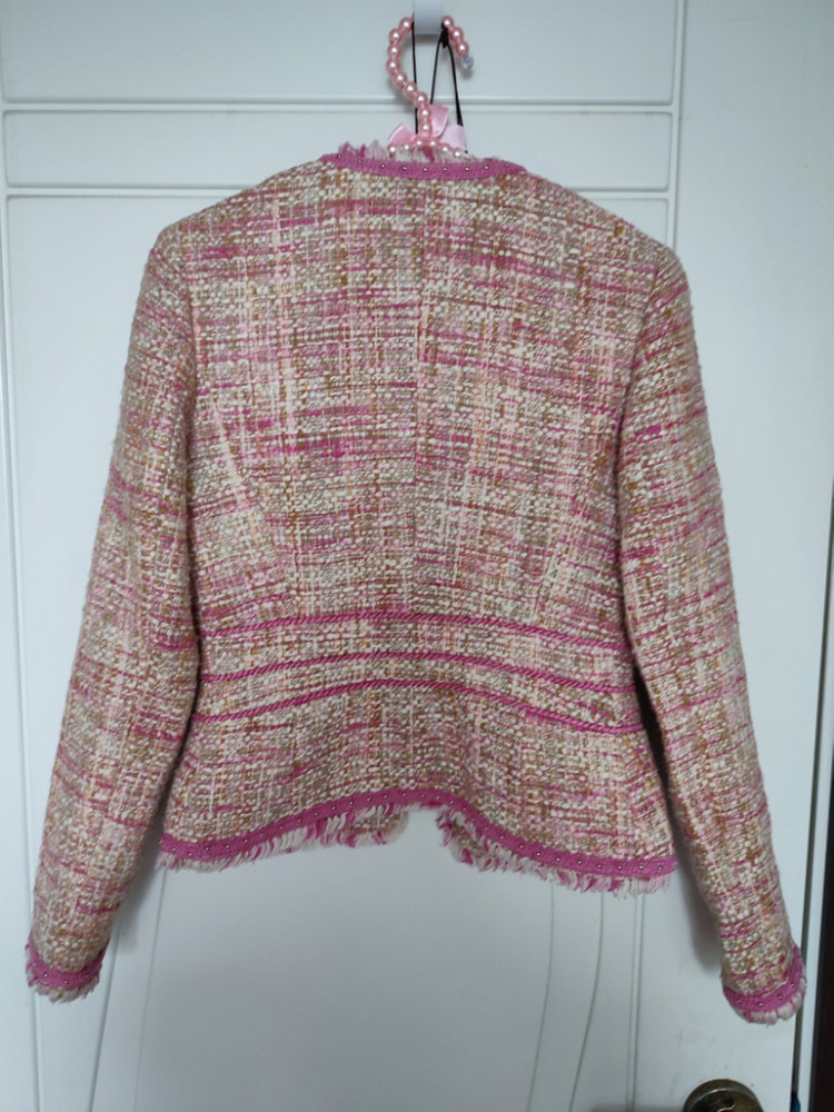(사용감없음) 미샤 핑크 트위드 자켓--6