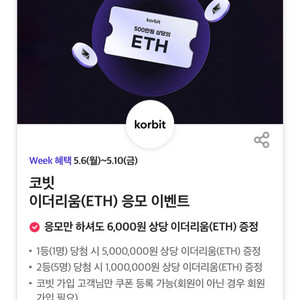 코빗 이더리움 6000 쿠폰