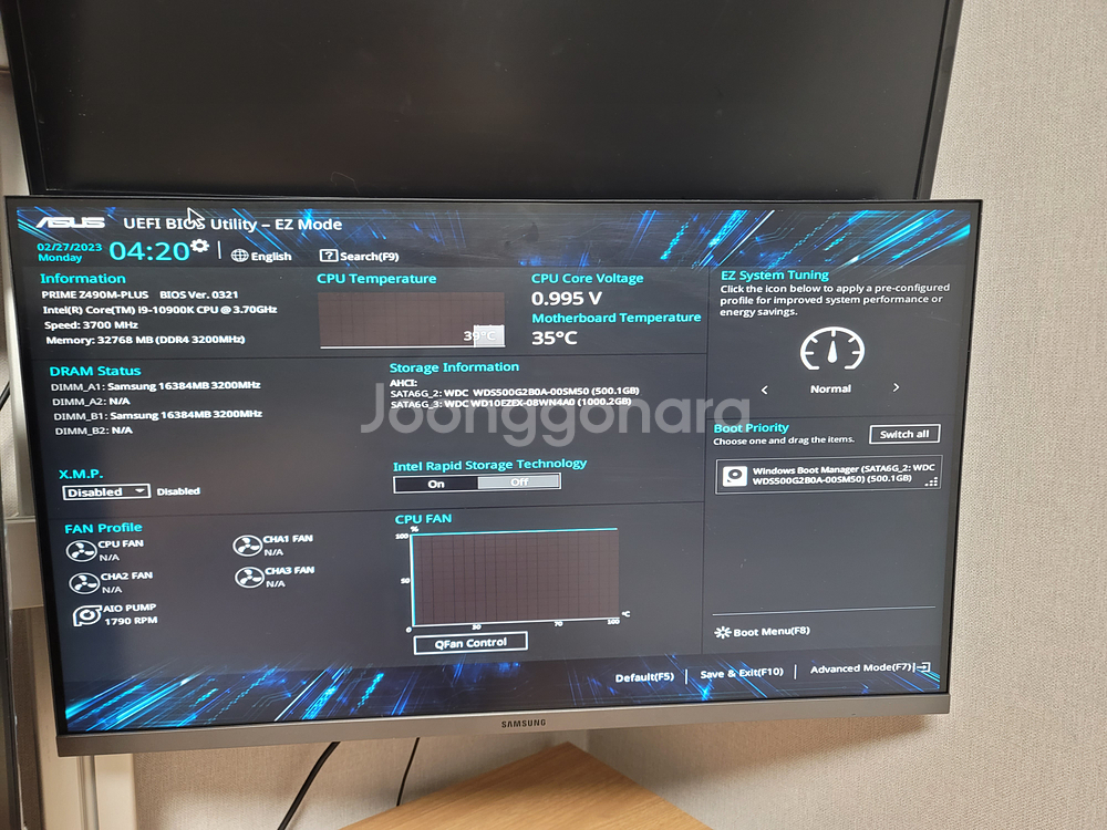 i9-10900k RTX 3060 130만원에 판매.--4