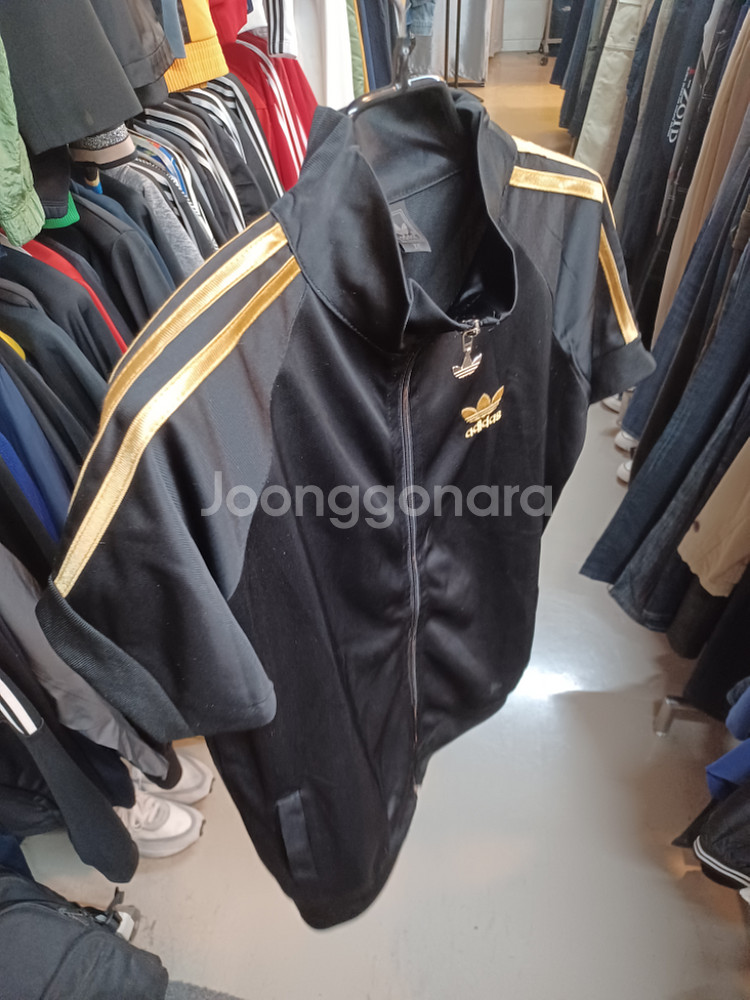 아디다스 올드스쿨 여성 트랙탑 져지 반팔 골드 xxl--4