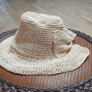 여성 리본 밀짚모자 휴양지 모자