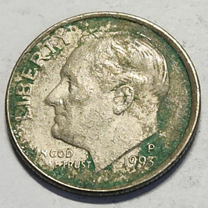 그린 변색 동전 미국주화 루즈벨트 다임 1993 P