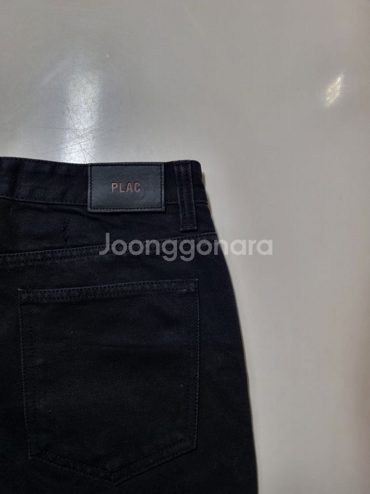 31)플랙진 가죽패치 블랙청바지 데님 생지 스트레이트--2