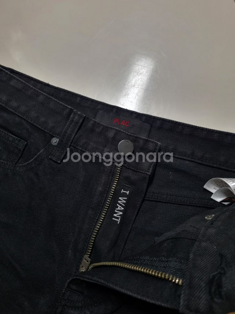 31)플랙진 가죽패치 블랙청바지 데님 생지 스트레이트--4