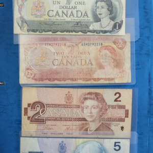 옛날돈, 캐나다 옛날지폐 4매 일괄