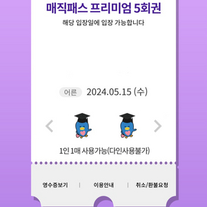5월15일(수)롯데월드 매직패스 5회권 4장