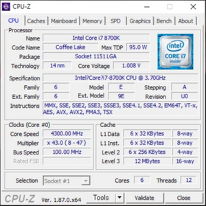 i7 8700k, z370 extreme4, ddr4