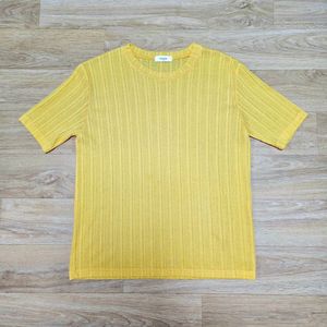 에이블리 시스루 니트 반팔 티셔츠 옐로우 노랑