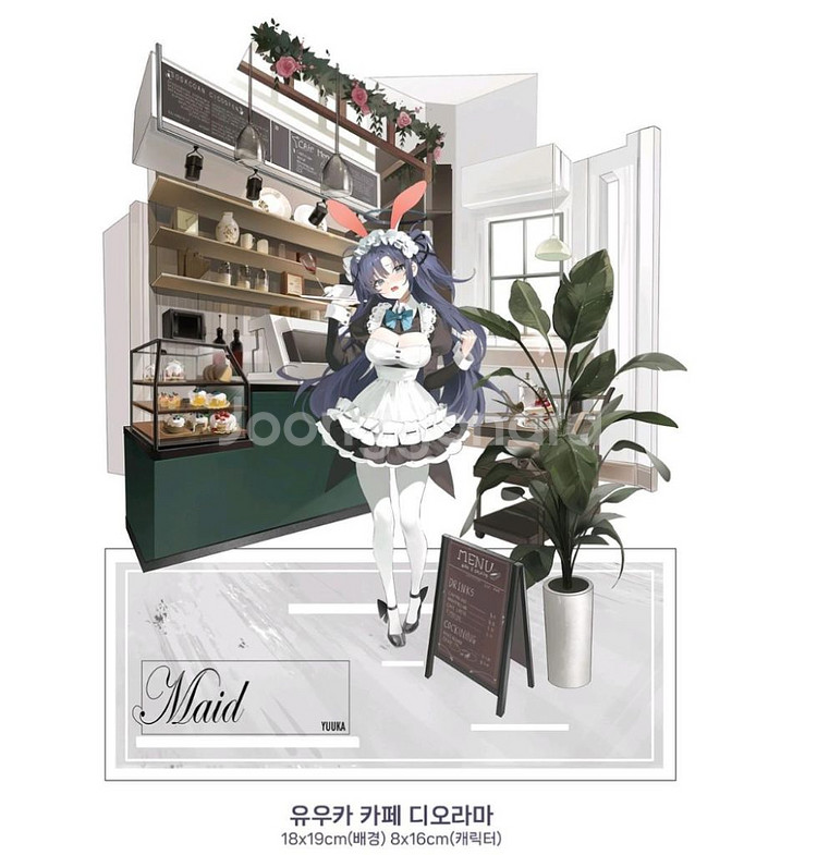 블루아카이브 유우카 메이드 카페 디오라마 아크릴 스탠드--0