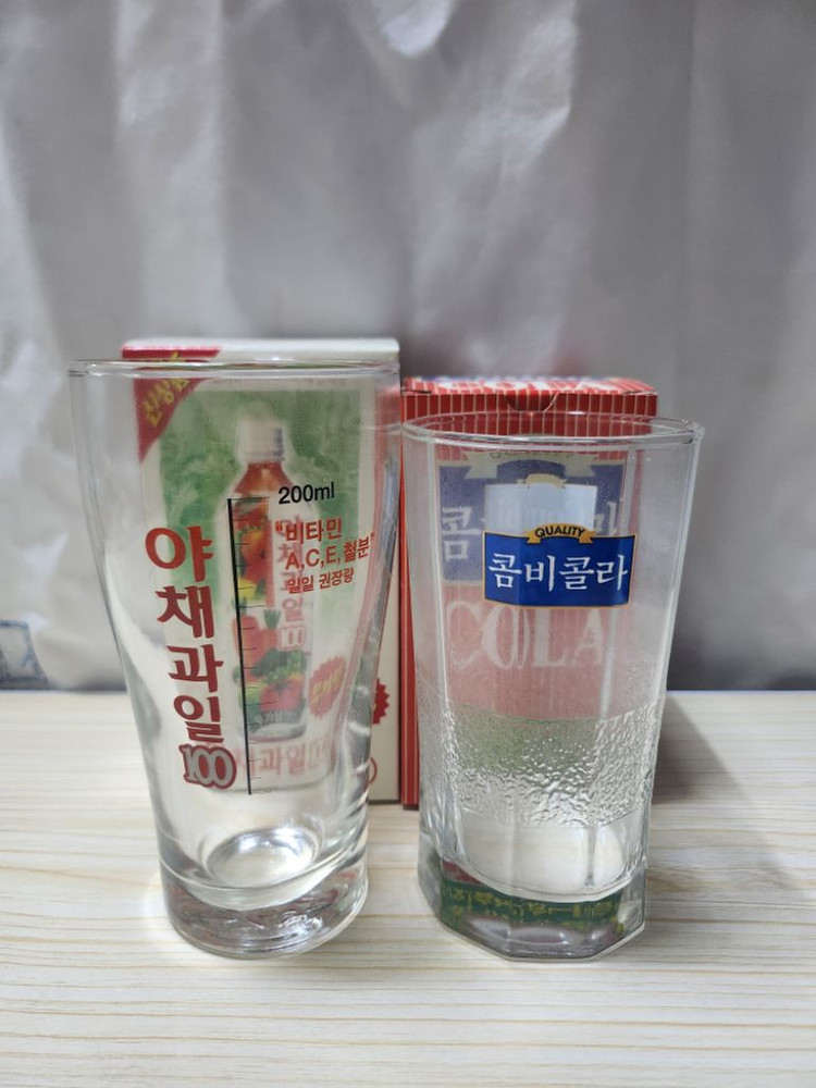 옛날 해태음료 콤비콜라,야채과일100 음료잔 고전 잔 이미지