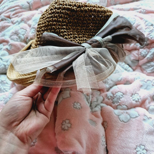 리본 라탄 모자