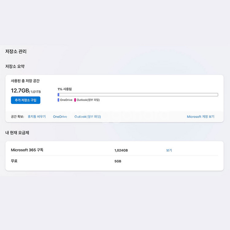 원드라이브 OneDrive 1TB 늘리기 오피스 포함--1