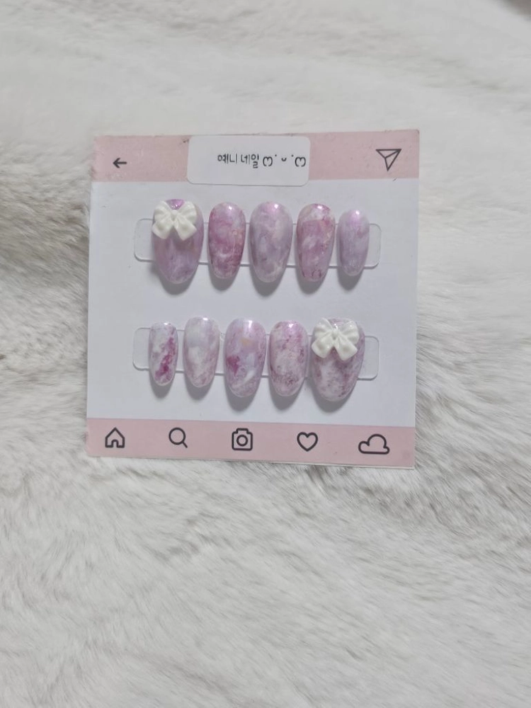 [수제네일팁] 핑크 마블 네일팁 이미지