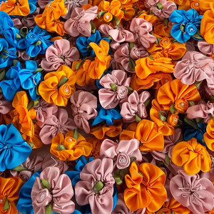 리본반재 콩장미꽃 3색 60개 일괄