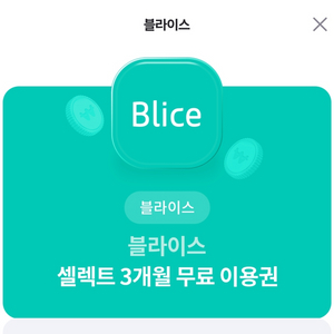 블라이스 셀렉트 3개월 무료이용권 5/31까지 등록