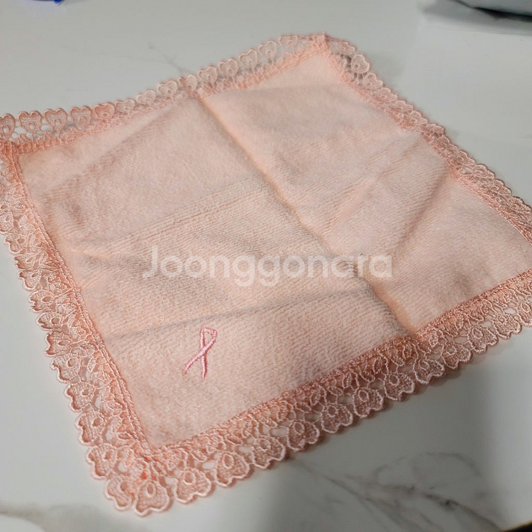 핑크 하트 레이스 패턴 빈티지 소품, 손수건--1