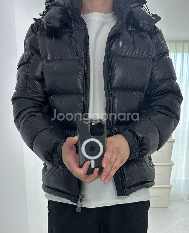 몽클레어 마야 후드 다운패딩 블랙 유광(새상품급) 3사--1