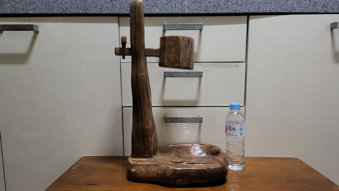 대형 통나무 등잔대 민속품 인테리어 장식품 (51cm)