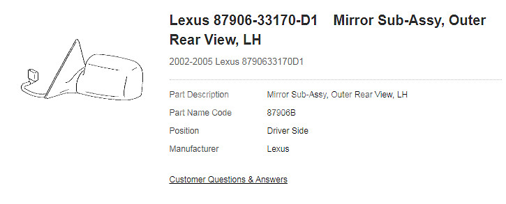 2002-2005 Lexus Mirror ES330--5