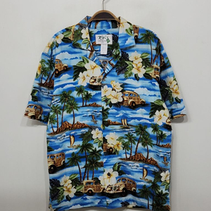 (L) 하와이안 반팔셔츠 야자수 패턴 남방 미국판