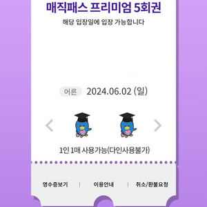 6월2일(일)롯데월드 매직패스 5회권 4장