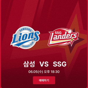 SSG랜더스 vs 삼성 라이온즈 6.5 내야일반석2연석