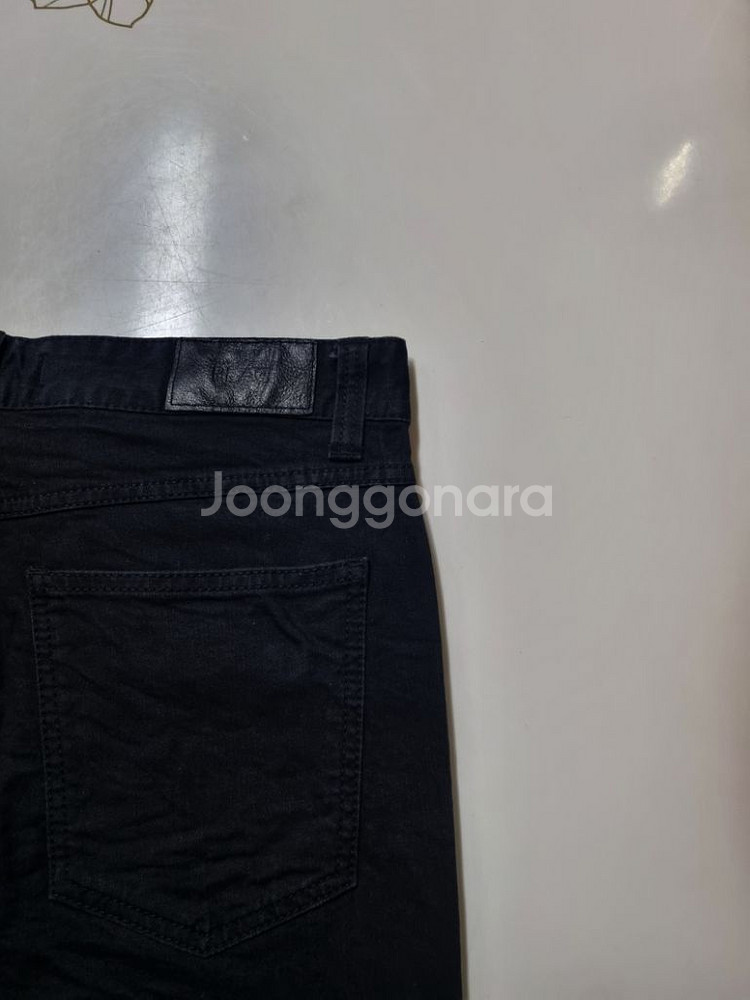 31)플랙진 가죽패치 블랙 터키산 스판 크롭팬츠--2