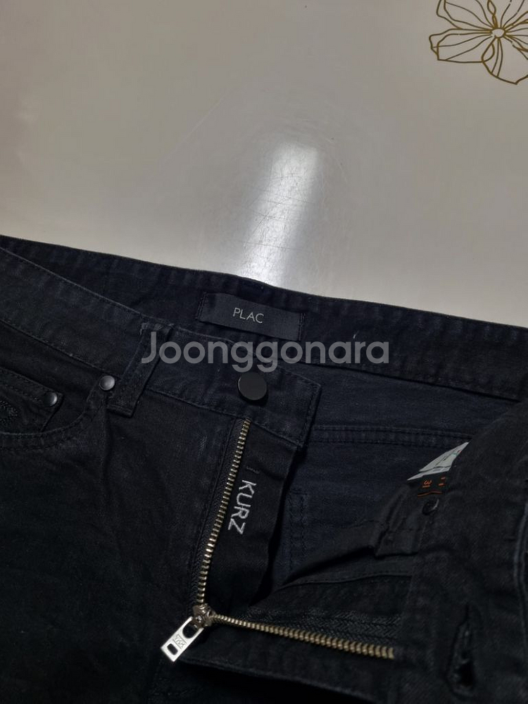 31)플랙진 가죽패치 블랙 터키산 스판 크롭팬츠--4