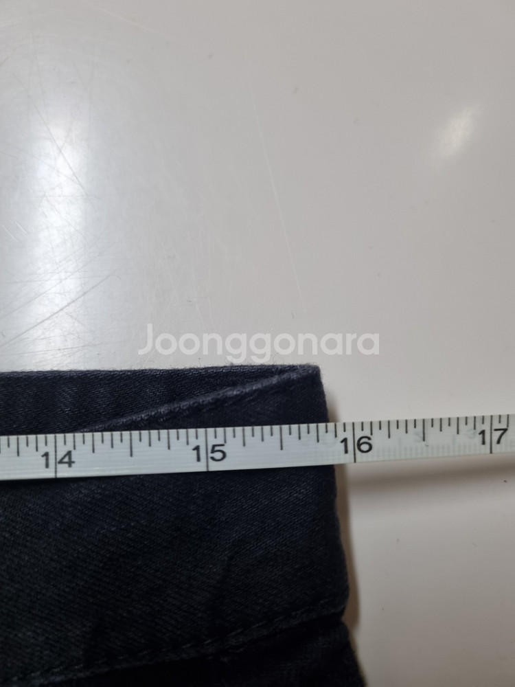 31)플랙진 가죽패치 블랙 터키산 스판 크롭팬츠--7