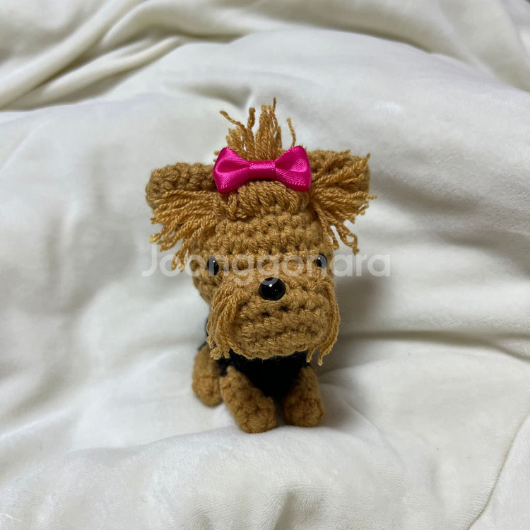 뽀짝 아기 요크셔테리어 손뜨개 인형--3