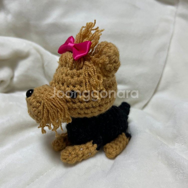 뽀짝 아기 요크셔테리어 손뜨개 인형--5