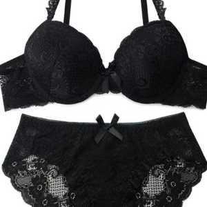 블랙 레이스 브래지어+팬티 2종 80A
