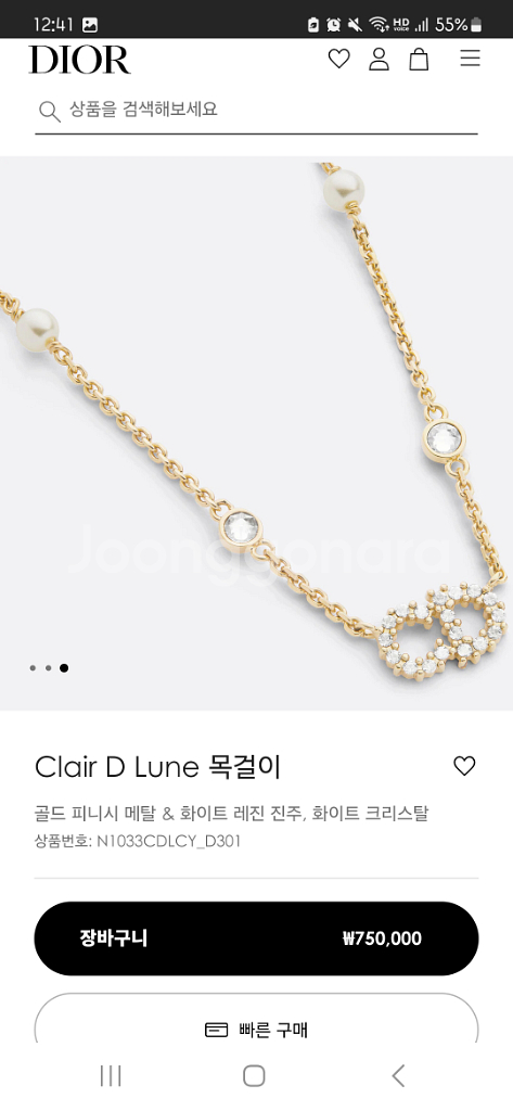 디올 목걸이(클레어디룬/새것)--1